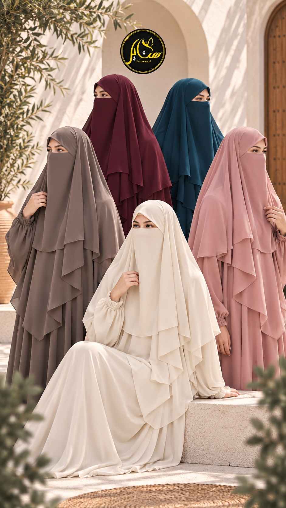 خمار إندونيسي 3 قطع مع غشوة